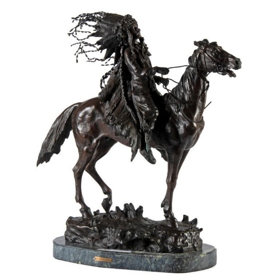 Bronze Sculpture of Native American Chief by Carl Kauba
