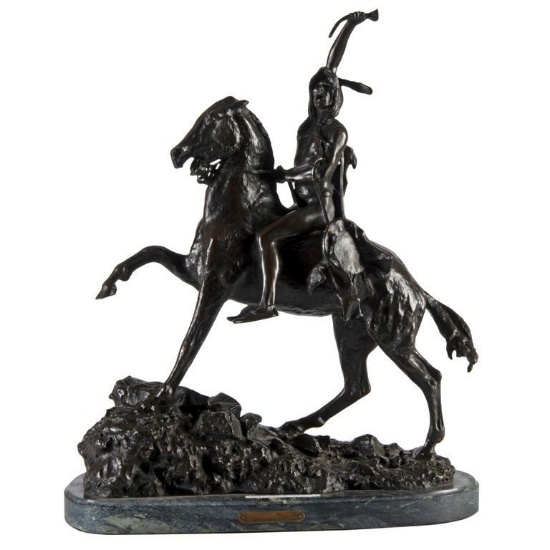 After Frederic Remington "Scalp" Bronze Sculpture
