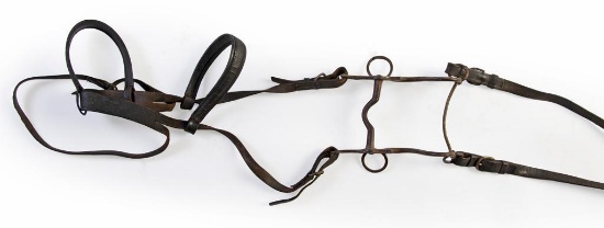 Civil War Era M1859 US Cavalry Curved Bit with Black Bridle