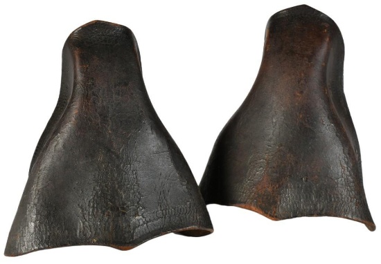 Lot of Two Sets of Civil War-Era McClellan Saddle Leather Hooded Stirrups