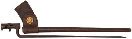 Rare US Infantry Model 1873 45-70 Bayonet with Short Loop & Brass Swivel Scabbard