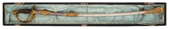 Cased Presentation Model 1872 Officer's Saber of Major George R. Burdick, California National Guard