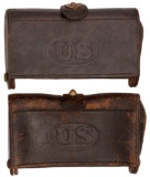 Lot of Two Indian War Era Infantry Leather US .45-70 Cartridge Boxes