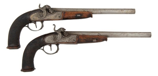 Pair of Percussion Pistols by S. Pilger, Lemberg