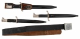 WW2 German Dress Daggers & Re-enactors Leather Belt Lot of 4