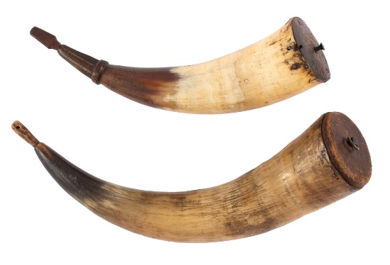 Lot Of Two Antique Powder Horns