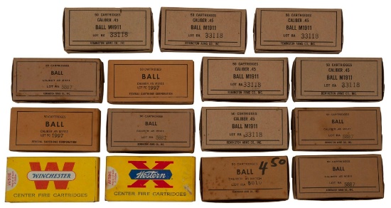 750 Rounds Vintage .45 ACP Military Ammo  Sealed Remington & Winchester Boxes