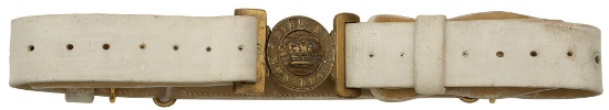 WWI or WWII British white buff leather belt with buckle.