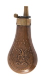 Small Pock Flask Wth Eagle And Shield, Crossed Pistols