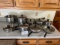 9 psc. Misc. Cookware with lids,1 strainer