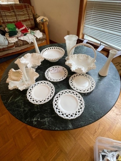 13 piece White Hobnob Glassware