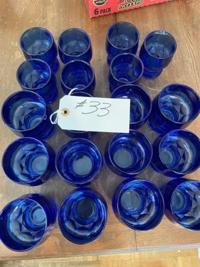19pcs. Cobalt Blue Cups