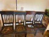 4 leather bottom spindle chairs