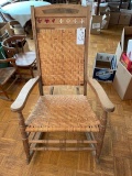 Rocking chair basket weave bottom and back