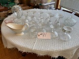 Candy dish, gravy boat, 16 pc set crystal, covered dish
