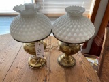 2 Brass oil lamps converted to electric