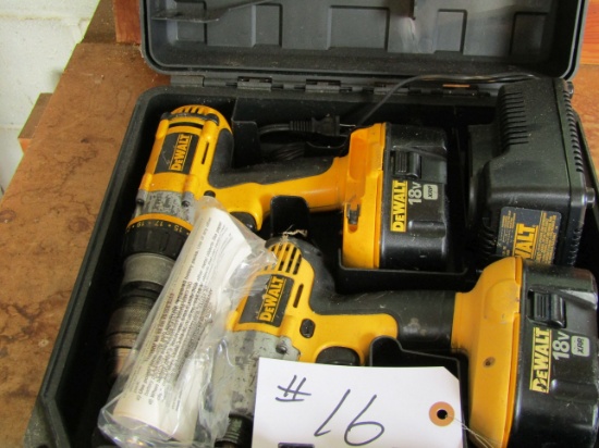 18 v Dewalt Drill, impact with charger and 2 batteries