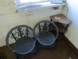 2 Wicker chairs and corner table
