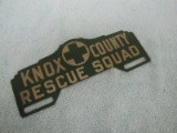 VINTAGE KNOX COUNTY RESCUE SQUAD LICENSE PLATE TOPPER