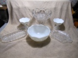 VINTAGE MILK AND CLEAR GLASS LOT