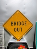 LARGE VINTAGE BRIDGE OUT SIGN