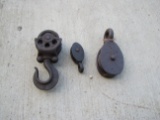 Lot of 3 small antique pulleys