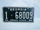 ORIGINAL 1969 GEORGIA LICENSE PLATE