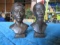 Two small metal bust