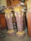 Pair of Solid Marble Columns with Brass Accents