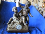 Large Antique Brass French Figural Clock