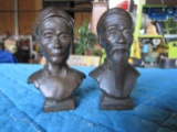 Two small metal bust