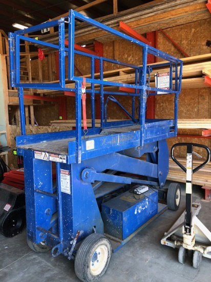 Electric Scissor Lift with Charger and Battery, 17' Lift, 28" X 7'/10' Platform