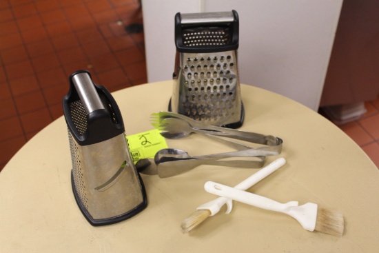 (2) STANDING CHEESE GRATERS, (2) BASTING BRUSHES
