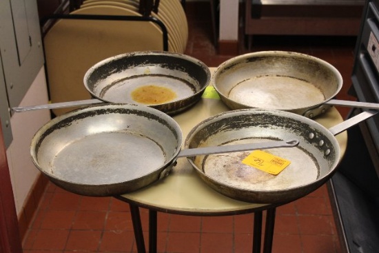 (4) 14" STAINLESS FRYING PANS