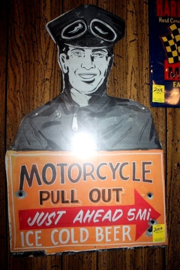 Motorcycle pull out Just Ahead sign