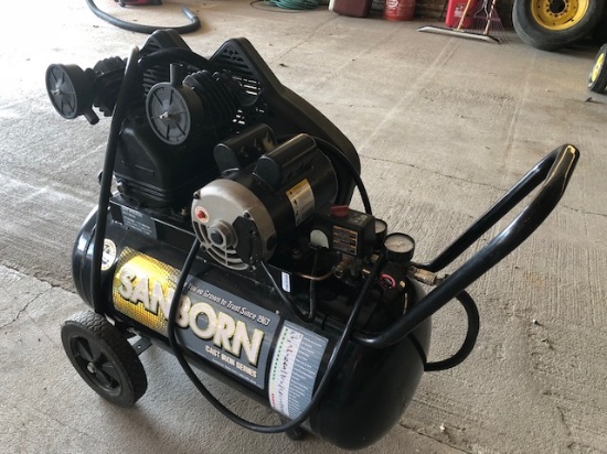 SANBORN 20 GALLON PORTABLE AIR COMPRESSOR, LIKE NEW