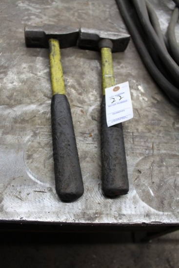 2 BLACKSMITH HAMMERS WITH FIBERGLASS HANDLES