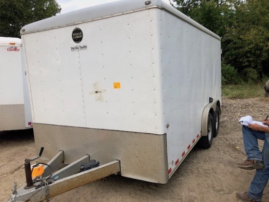 *** 2009 WELLS CARGO 8' X 16' TANDEM AXLE ENCLOSED CARGO TRAILER, DOUBLE SWING BACK DOORS,