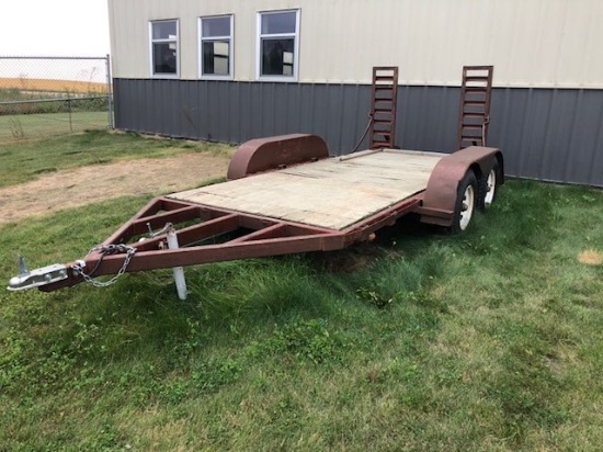 78" X 160" HOMEMADE TANDEM AXLE TRAILER WITH RAMPS, 7.00-15 TIRES, NO TITLE, TAX NO EXEMPTION