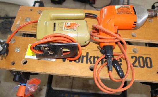 BLACK & DECKER 3/8 INCH DRILL AND BLACK & DECKER JIG SAW