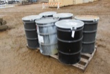 (6) EMPTY PAINT BARRELS WITH COVERS,