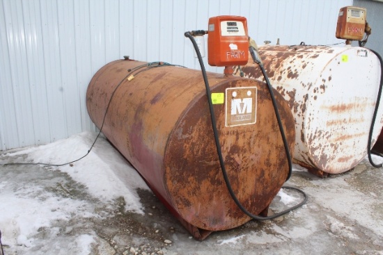 1000 GALLON DIESEL BARREL, GASBOY 110 VOLT PUMP