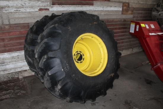 (2) 28L-26 REAR COMBINE TIRES AND RIMS,