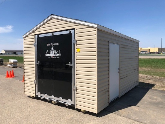 10' X 14' STORAGE SHED, RAMP DOOR, SIDE SERVICE DOOR