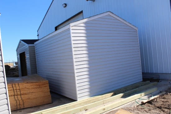 NEW 10' X 12' STORAGE SHED, 5' ROLL UP DOOR, GREY IN COLOR