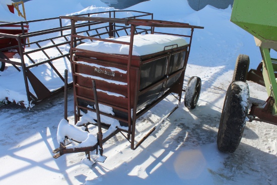 APPROX 20 BUSHEL CREEP FEEDER ON 2 WHEEL TRAILER,