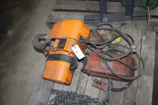 2 TON X 18' JET ELECTRIC CHAIN HOIST WITH TROLLY