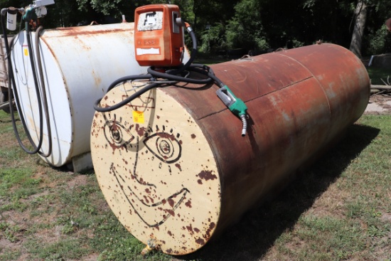 1000 GALLON DIESEL BARREL, GASBOY 110 VOLT PUMP,