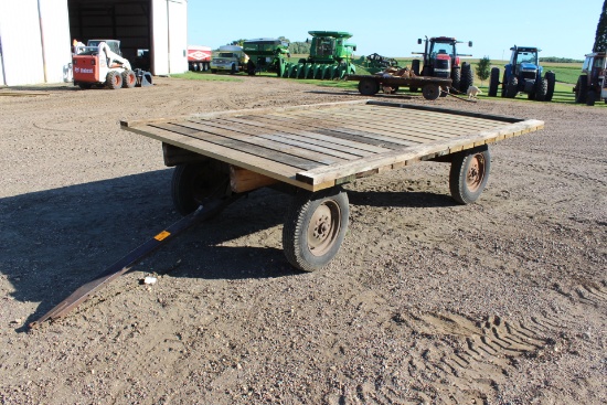 8' x 12' FLAT RACK ON 4 WHEEL GEAR, HOIST