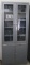 METAL STORAGE CABINET, 5 SHELVES, GLASS DOORS,